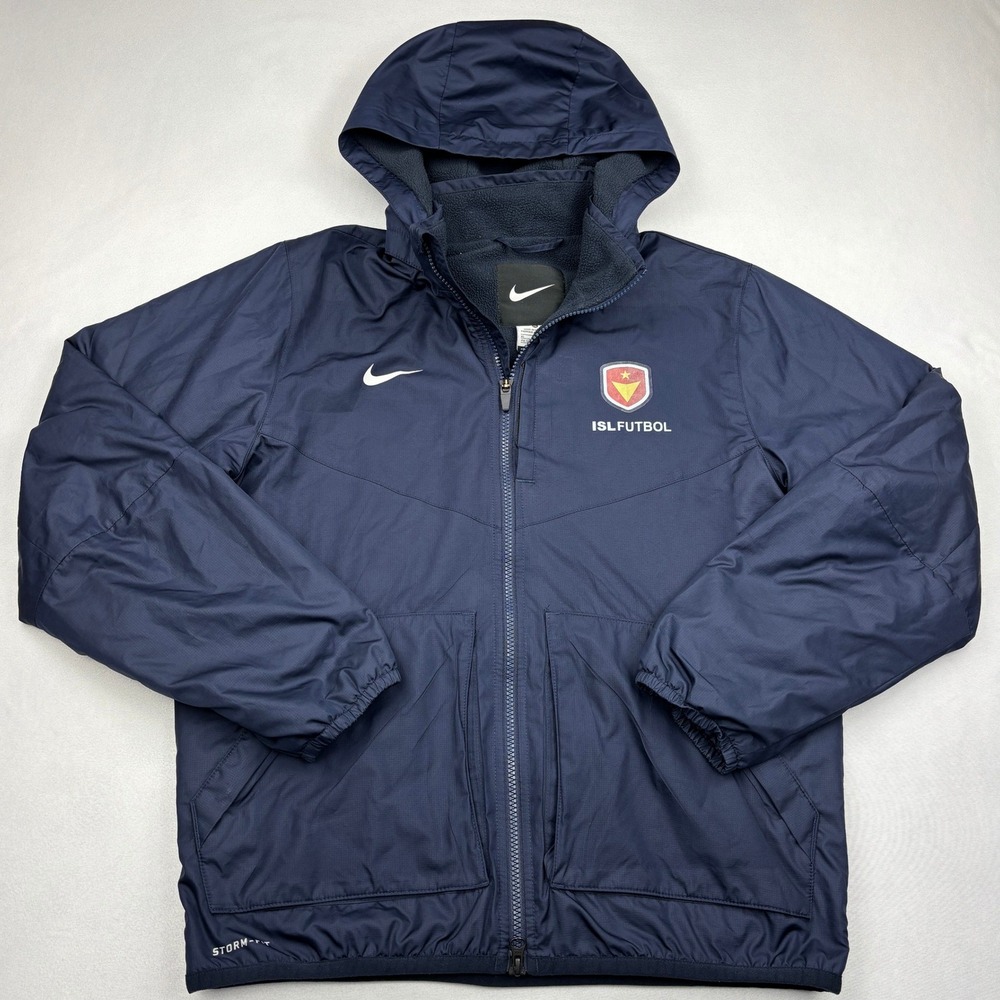 Nike Storm-FIT Jacket Boys XL Navy Fleece Lined Hooded ISL Futbol 645905-451